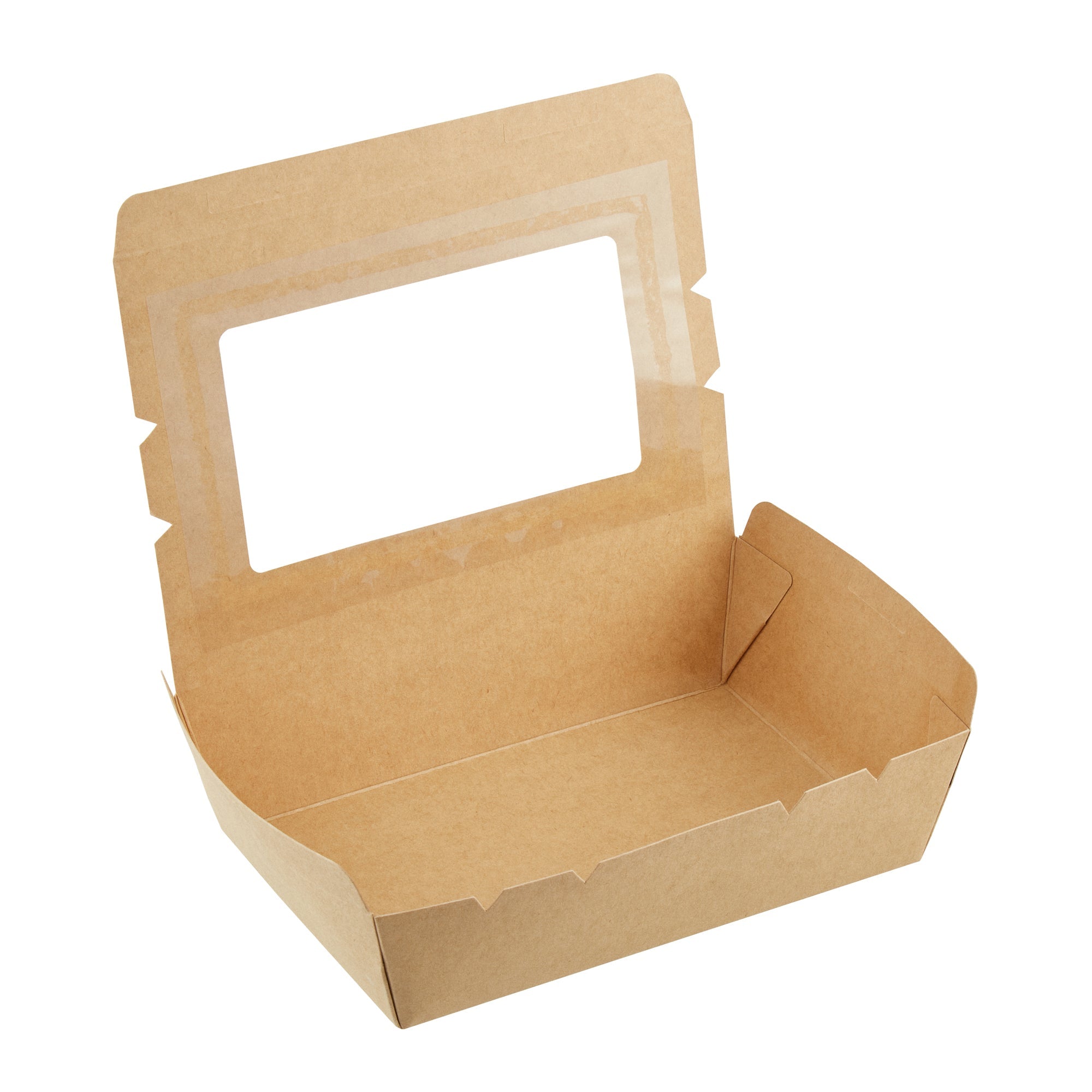 Cafe Vision 42 oz Kraft Paper Medium Take Out Container - Hinge Lock - 8'' x 5 1/2'' x 2'' - 50 count box