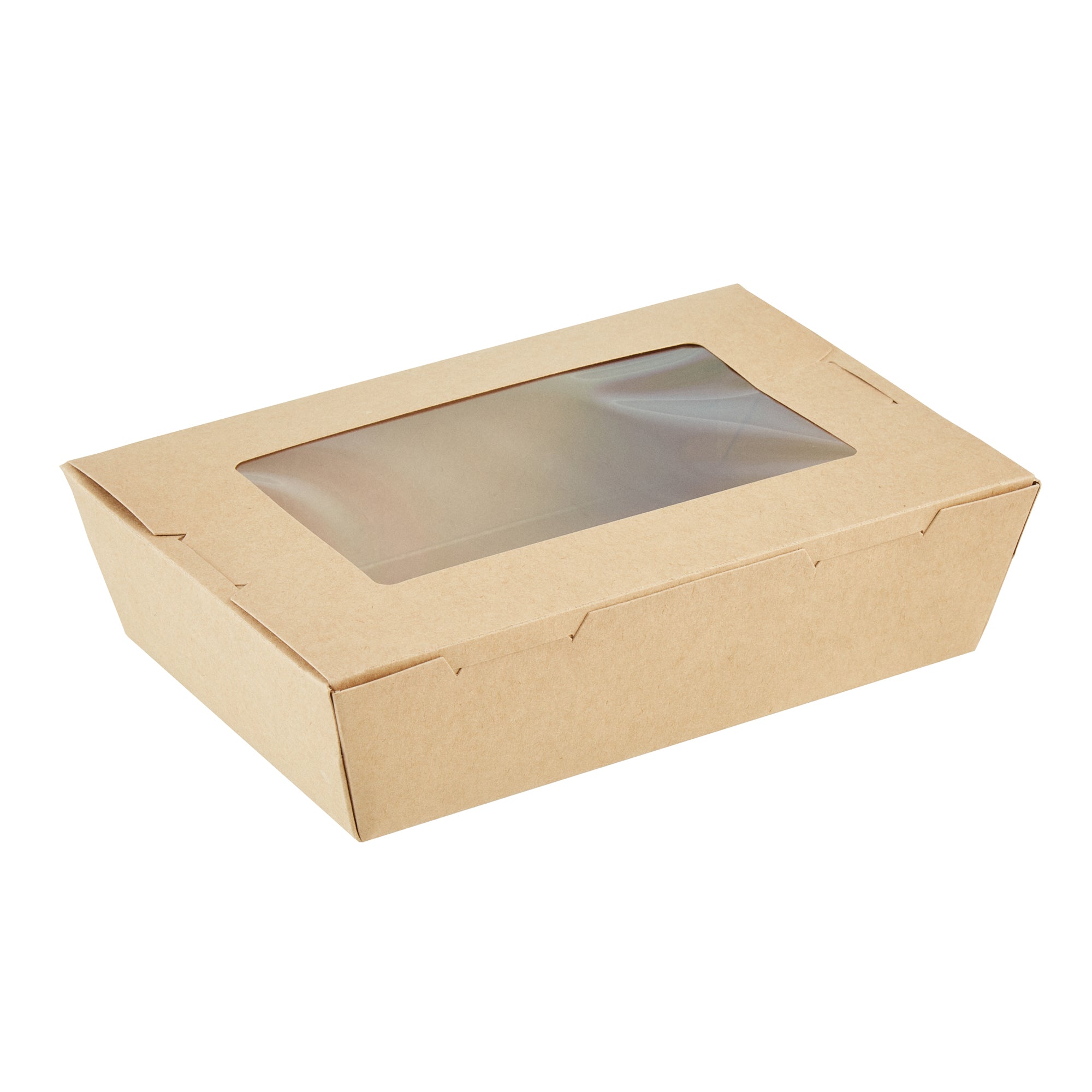 Cafe Vision 42 oz Kraft Paper Medium Take Out Container - Hinge Lock - 8'' x 5 1/2'' x 2'' - 50 count box