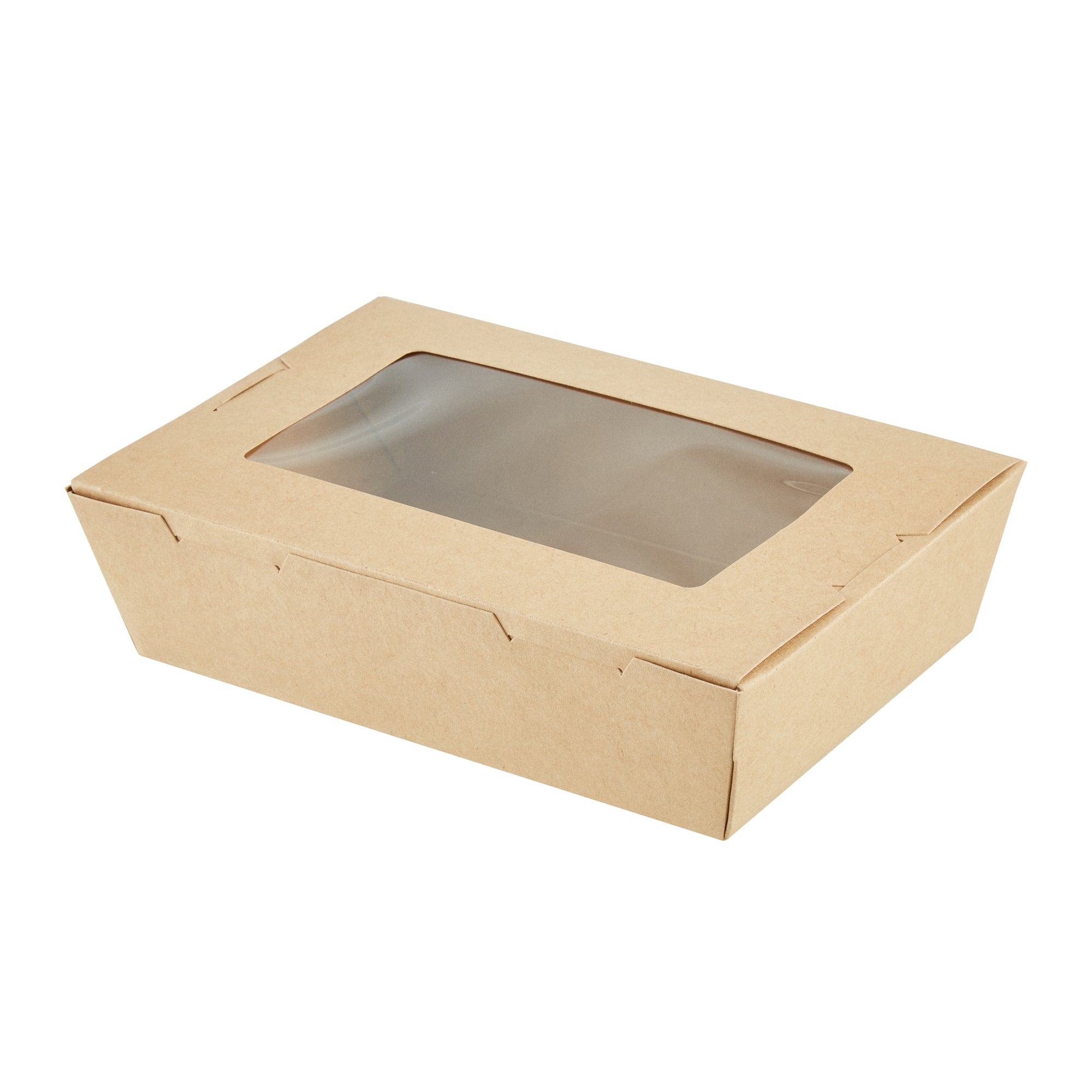 Cafe Vision 42 oz Kraft Paper Medium Take Out Container - Hinge Lock - 8'' x 5 1/2'' x 2'' - 50 count box