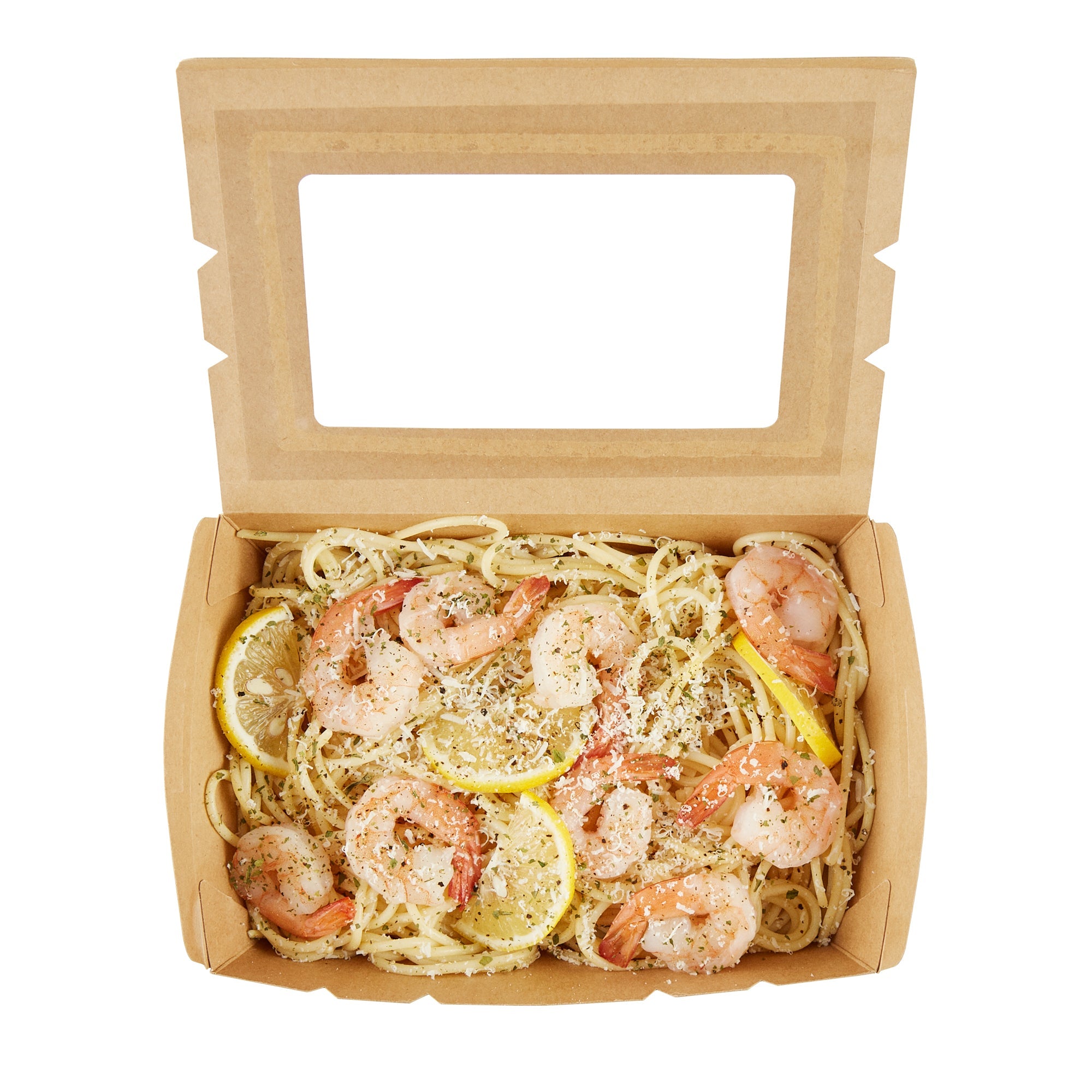 Cafe Vision 42 oz Kraft Paper Medium Take Out Container - Hinge Lock - 8'' x 5 1/2'' x 2'' - 200 count box