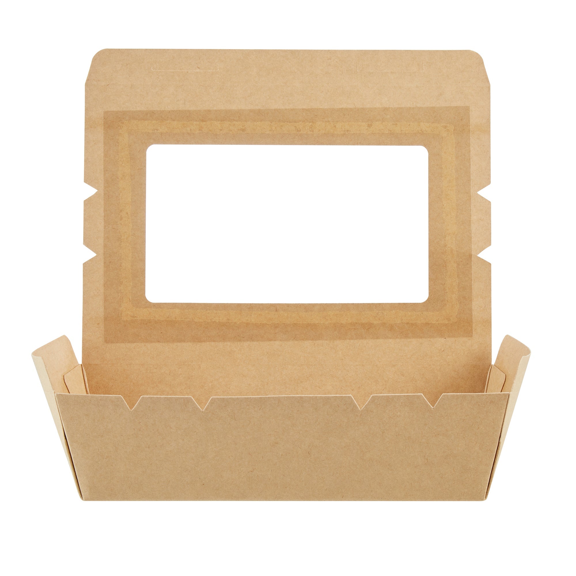 Cafe Vision 42 oz Kraft Paper Medium Take Out Container - Hinge Lock - 8'' x 5 1/2'' x 2'' - 200 count box