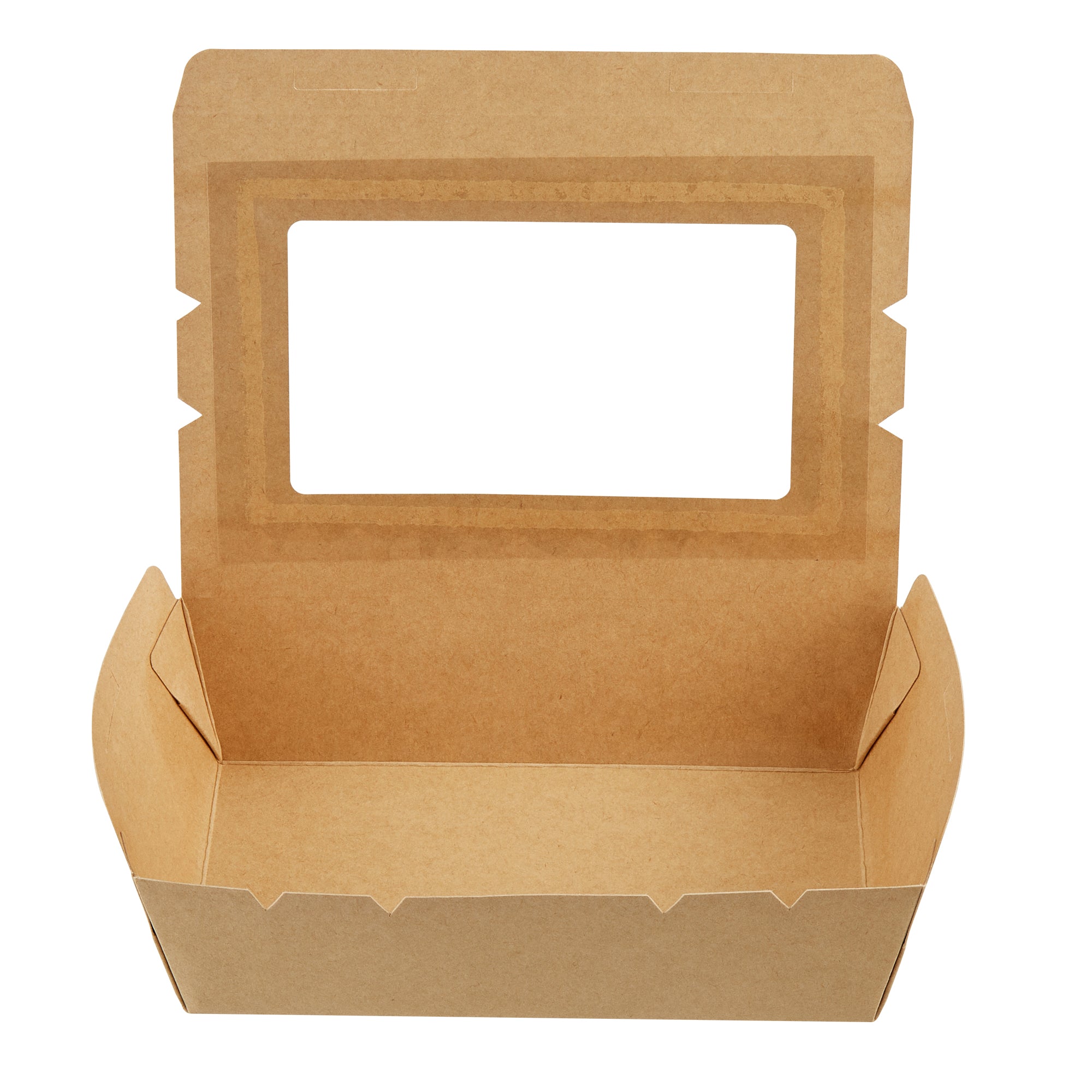 Cafe Vision 42 oz Kraft Paper Medium Take Out Container - Hinge Lock - 8'' x 5 1/2'' x 2'' - 200 count box