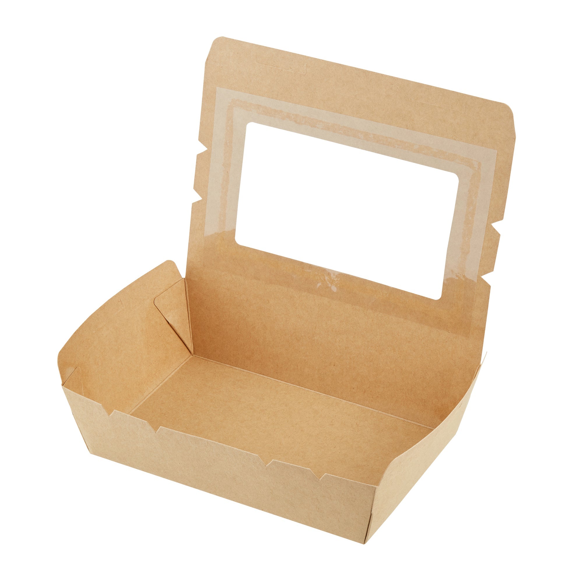 Cafe Vision 42 oz Kraft Paper Medium Take Out Container - Hinge Lock - 8'' x 5 1/2'' x 2'' - 200 count box
