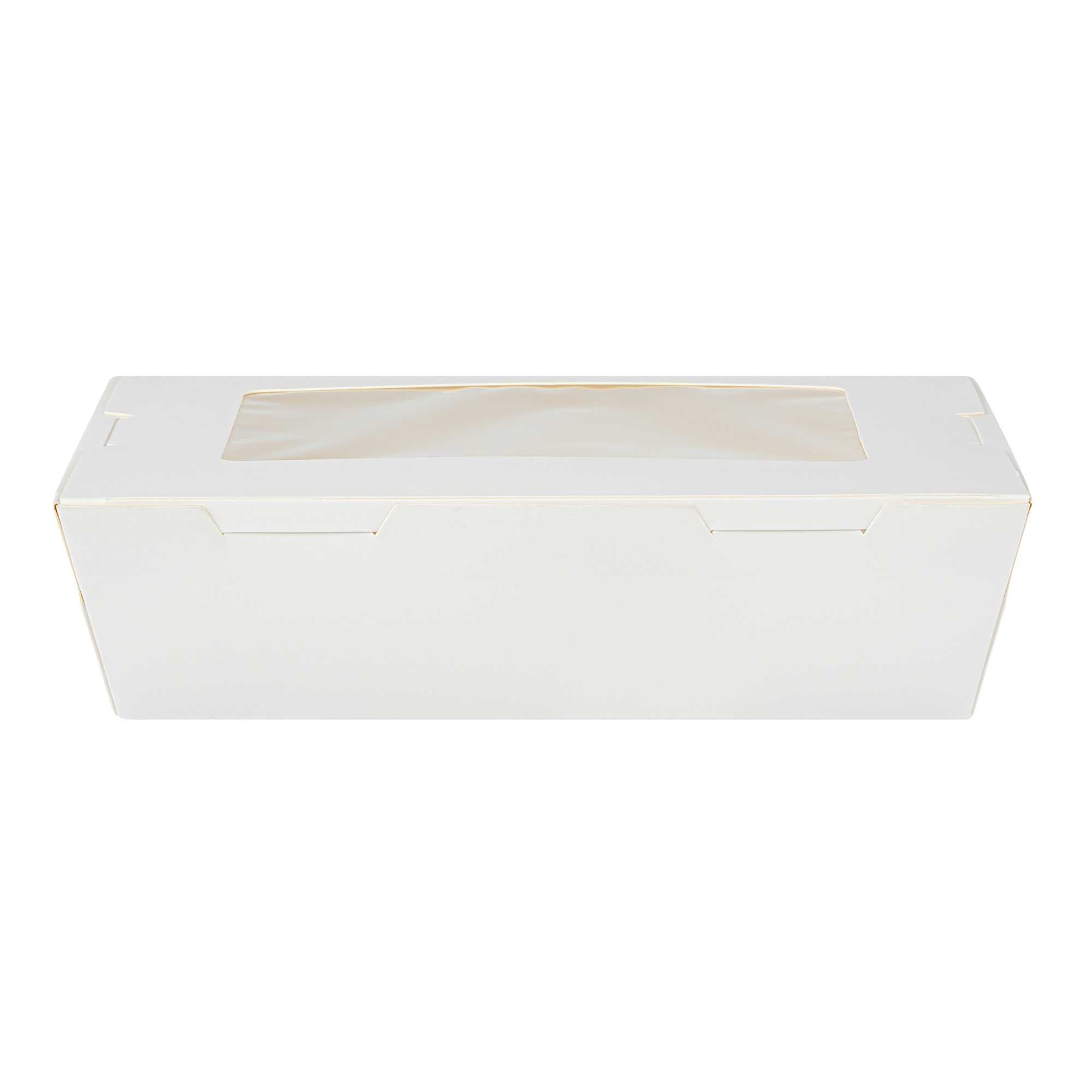 Cafe Vision 42 oz White Paper Medium Take Out Container - Hinge Lock - 8" x 5 1/2" x 2" - 50 count box