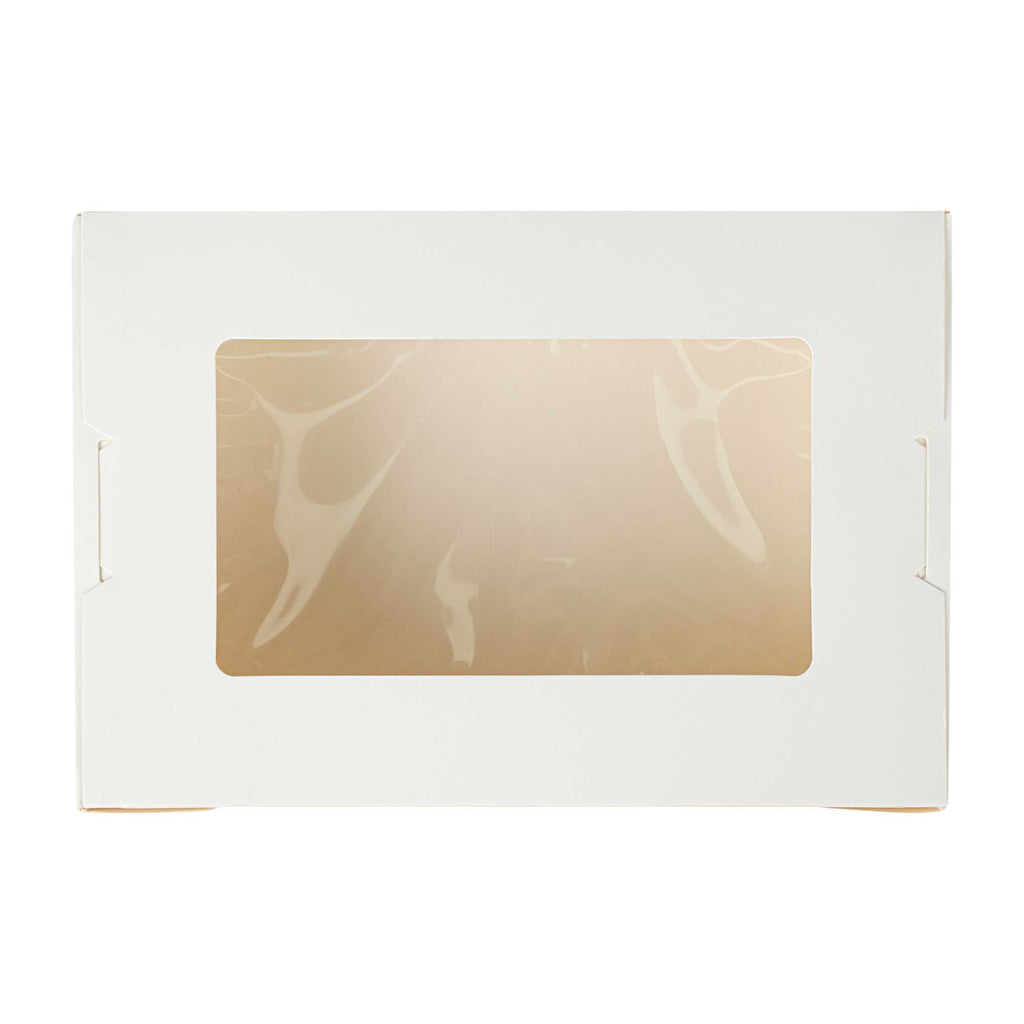 Cafe Vision 42 oz White Paper Medium Take Out Container - Hinge Lock - 8" x 5 1/2" x 2" - 50 count box