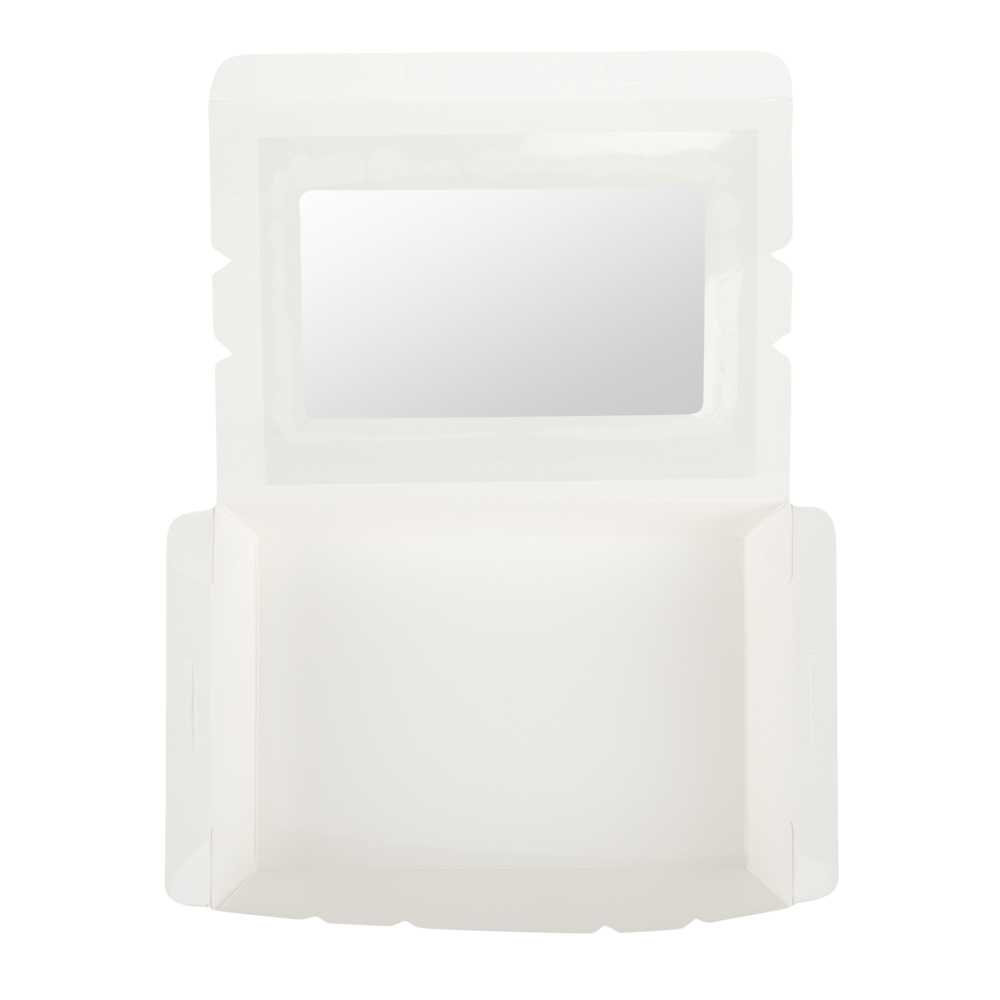 Cafe Vision 42 oz White Paper Medium Take Out Container - Hinge Lock - 8" x 5 1/2" x 2" - 50 count box