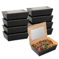 Cafe Vision 71 oz Black Paper Large Take Out Container - Hinge Lock - 8 3/4" x 6 1/2" x 2 1/2" - 50 count box