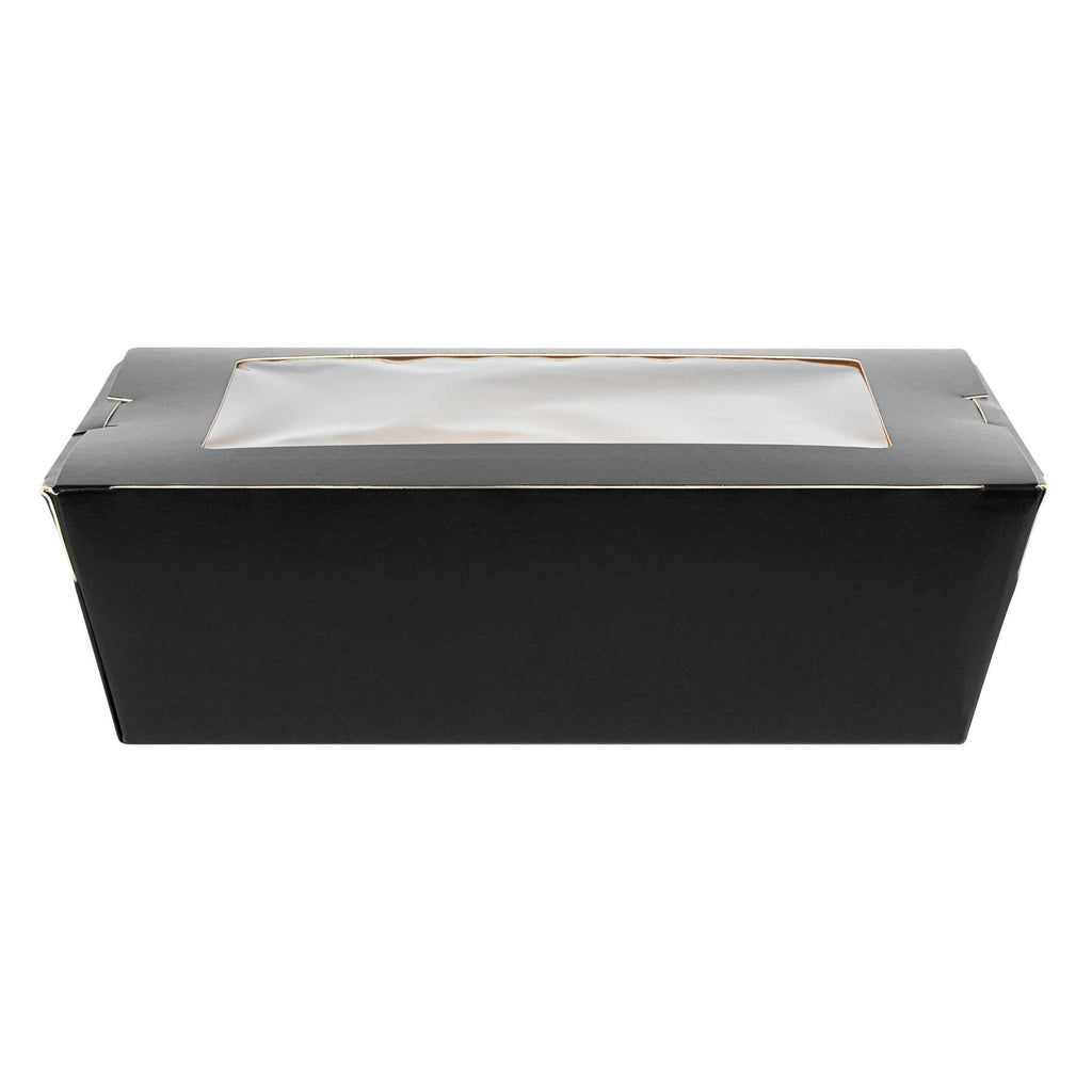 Cafe Vision 71 oz Black Paper Large Take Out Container - Hinge Lock - 8 3/4" x 6 1/2" x 2 1/2" - 50 count box