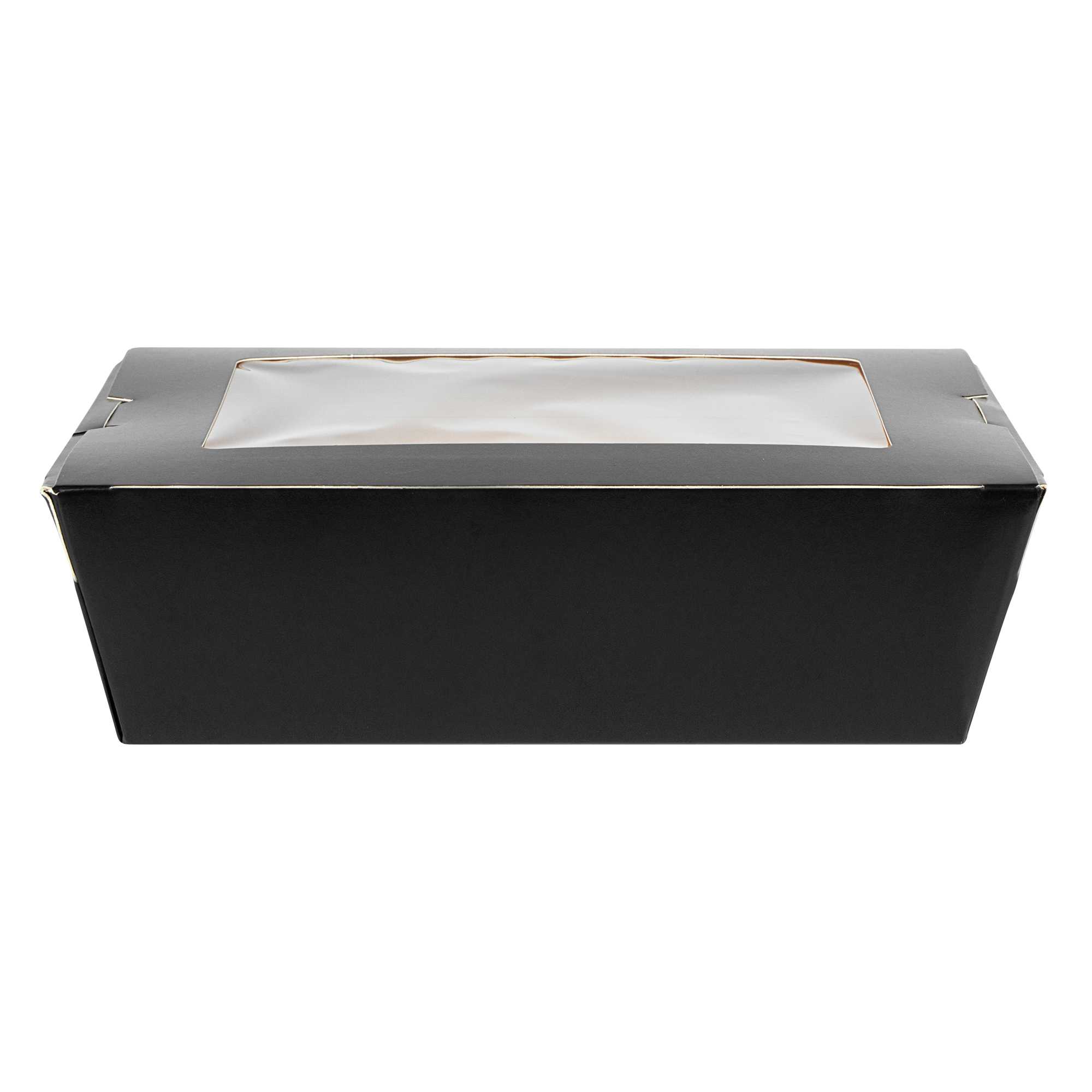 Cafe Vision 71 oz Black Paper Large Take Out Container - Hinge Lock - 8 3/4" x 6 1/2" x 2 1/2" - 200 count box