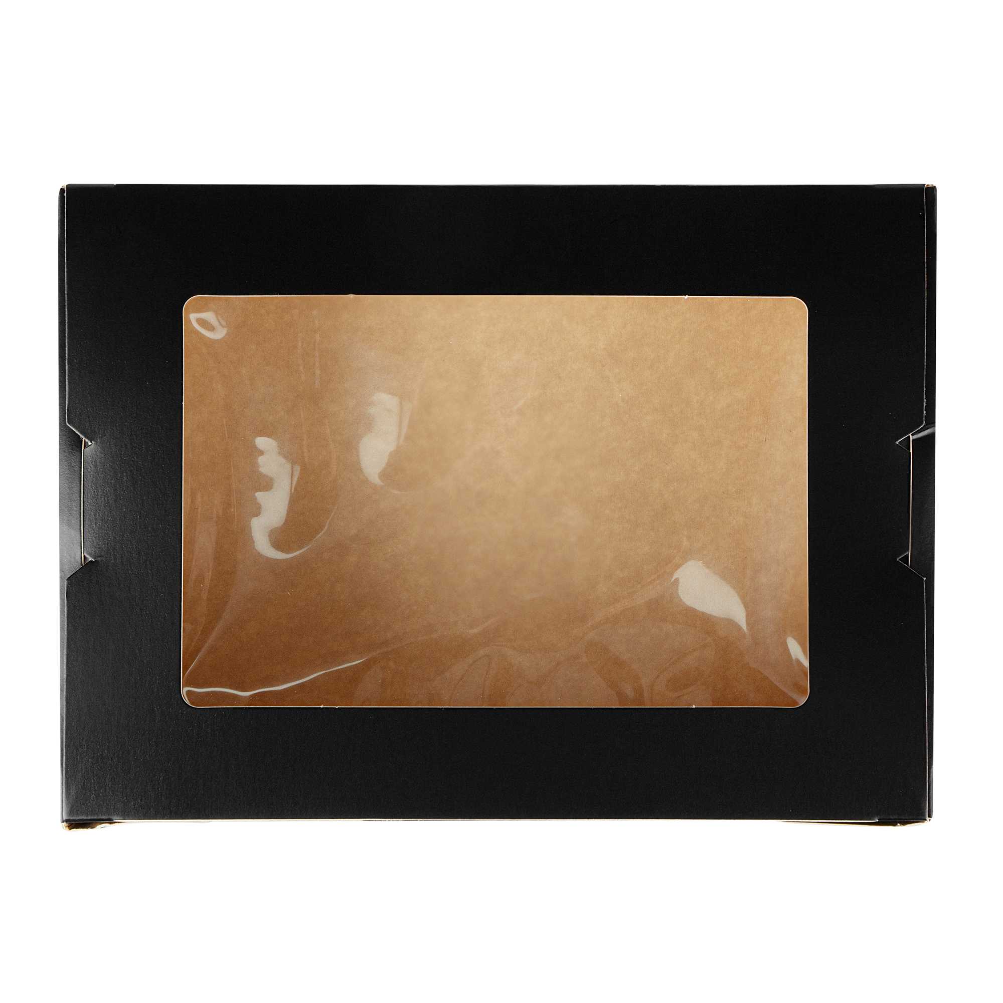 Cafe Vision 71 oz Black Paper Large Take Out Container - Hinge Lock - 8 3/4" x 6 1/2" x 2 1/2" - 200 count box