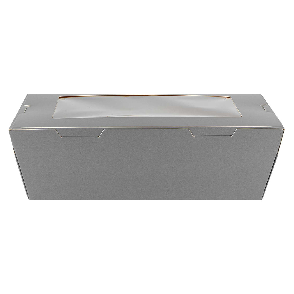Cafe Vision 71 oz Gray Paper Take Out Container - Hinge Lock - 8 3/4" x 6 1/2" x 2 1/2" - 50 count box