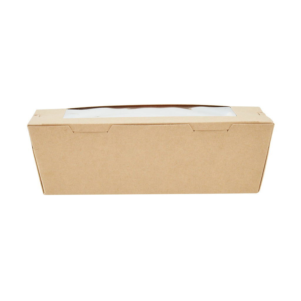 Cafe Vision 71 oz Kraft Paper Large Take Out Container - Hinge Lock - 8 3/4'' x 6 1/2'' x 2 1/2'' - 50 count box