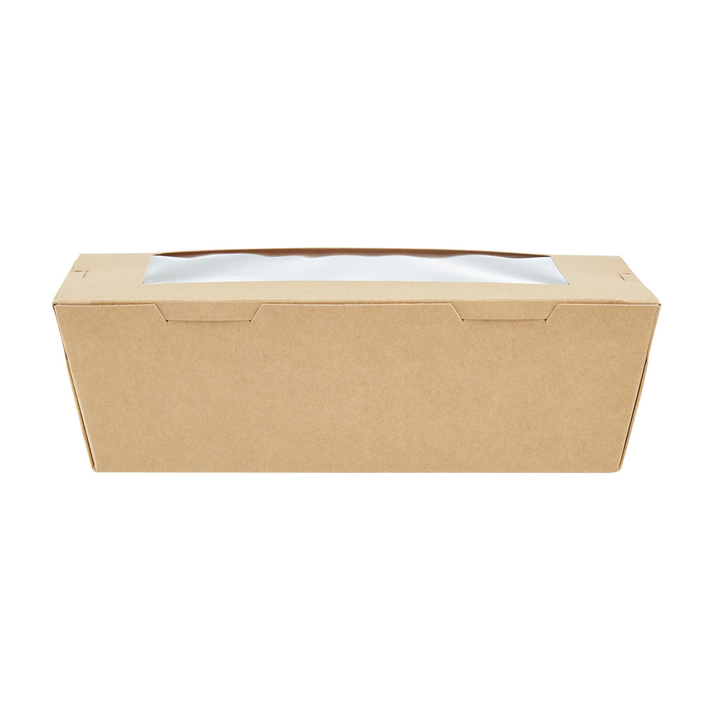 Cafe Vision 71 oz Kraft Paper Large Take Out Container - Hinge Lock - 8 3/4'' x 6 1/2'' x 2 1/2'' - 50 count box
