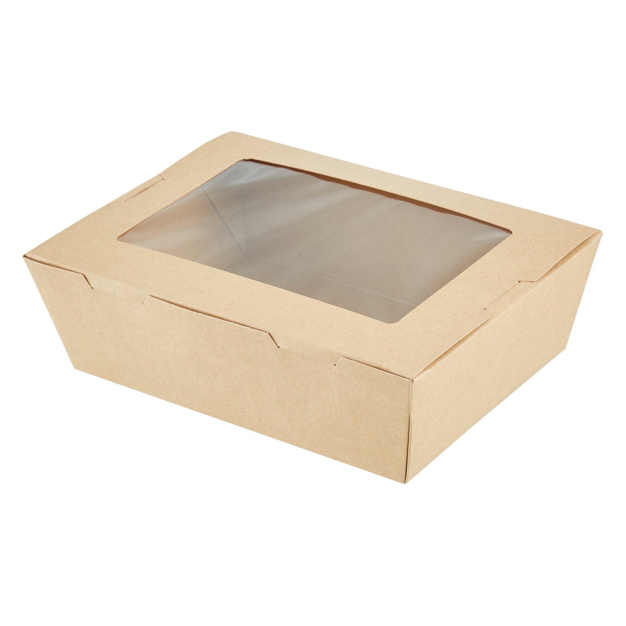 Cafe Vision 71 oz Kraft Paper Large Take Out Container - Hinge Lock - 8 3/4'' x 6 1/2'' x 2 1/2'' - 50 count box