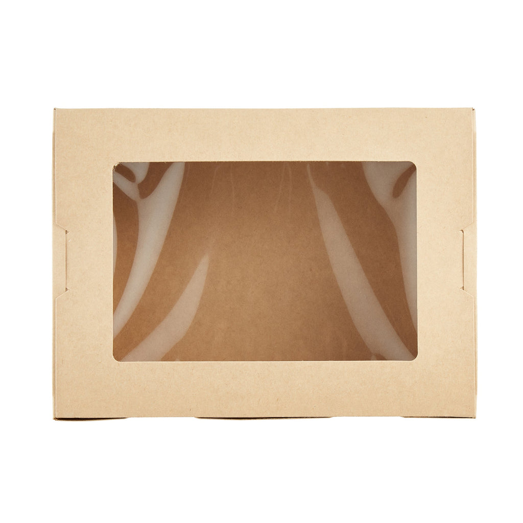 Cafe Vision 71 oz Kraft Paper Large Take Out Container - Hinge Lock - 8 3/4'' x 6 1/2'' x 2 1/2'' - 50 count box