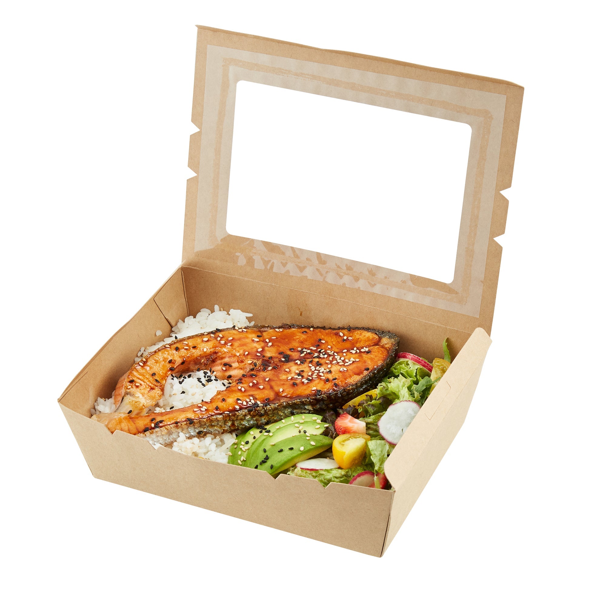 Cafe Vision 71 oz Kraft Paper Large Take Out Container - Hinge Lock - 8 3/4'' x 6 1/2'' x 2 1/2'' - 200 count box