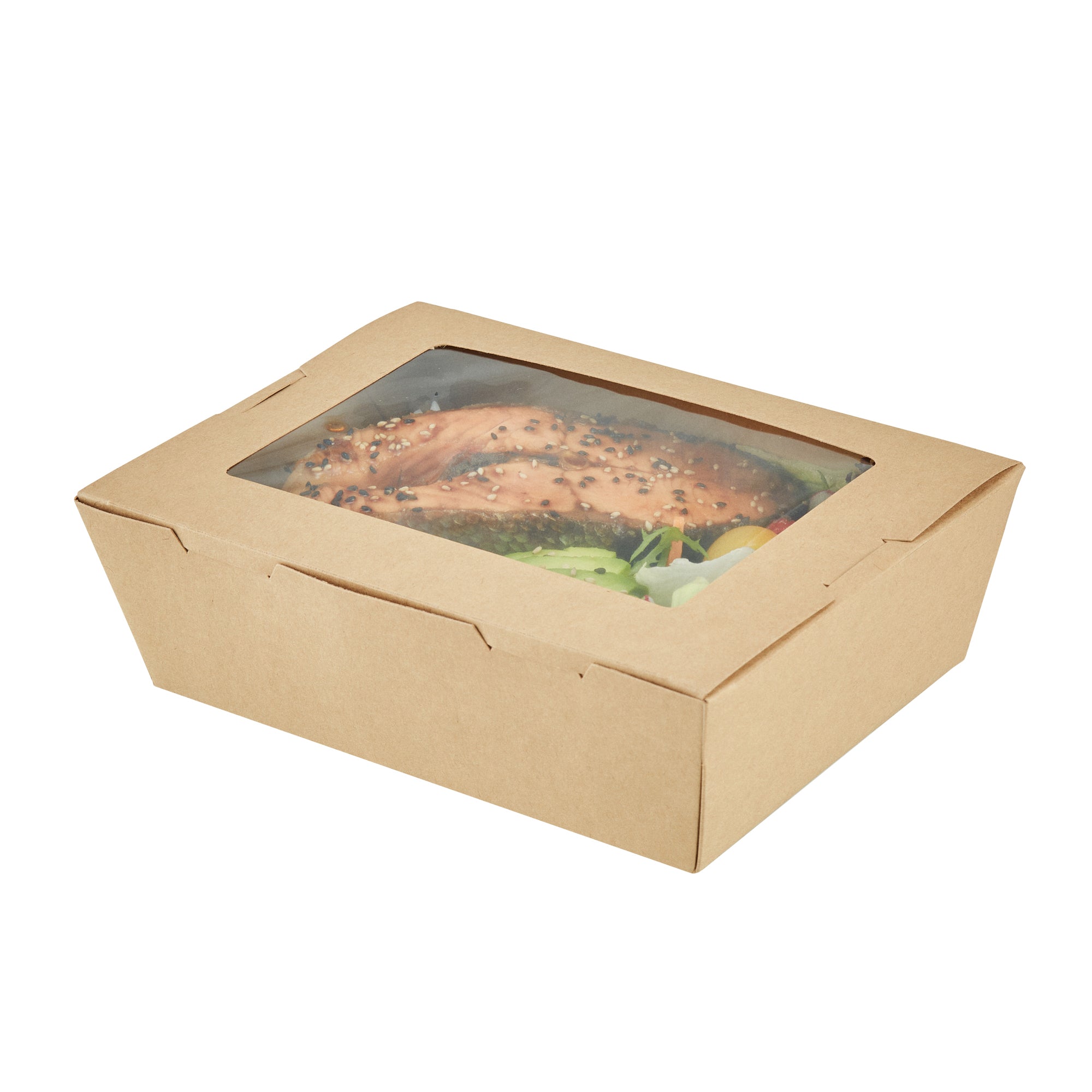 Cafe Vision 71 oz Kraft Paper Large Take Out Container - Hinge Lock - 8 3/4'' x 6 1/2'' x 2 1/2'' - 200 count box