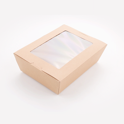 Cafe Vision 71 oz Kraft Paper Large Take Out Container - Hinge Lock - 8 3/4'' x 6 1/2'' x 2 1/2'' - 200 count box