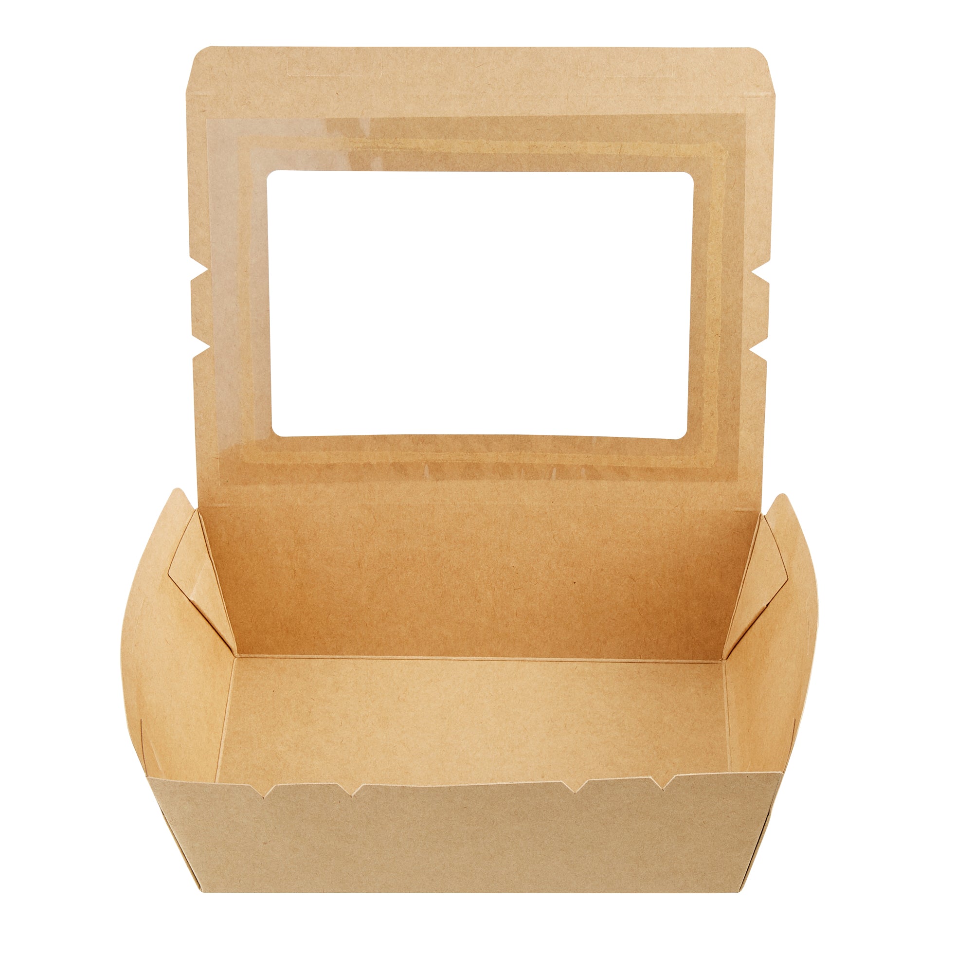 Cafe Vision 71 oz Kraft Paper Large Take Out Container - Hinge Lock - 8 3/4'' x 6 1/2'' x 2 1/2'' - 200 count box
