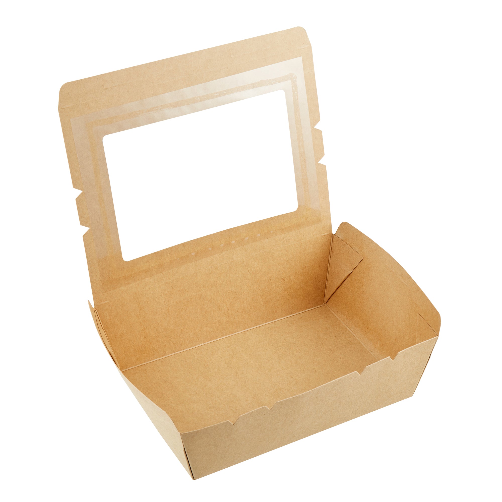 Cafe Vision 71 oz Kraft Paper Large Take Out Container - Hinge Lock - 8 3/4'' x 6 1/2'' x 2 1/2'' - 200 count box