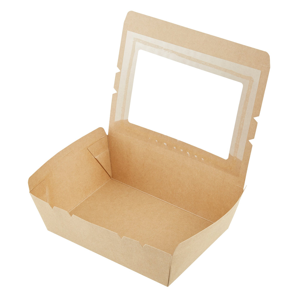 Cafe Vision 71 oz Kraft Paper Large Take Out Container - Hinge Lock - 8 3/4'' x 6 1/2'' x 2 1/2'' - 200 count box