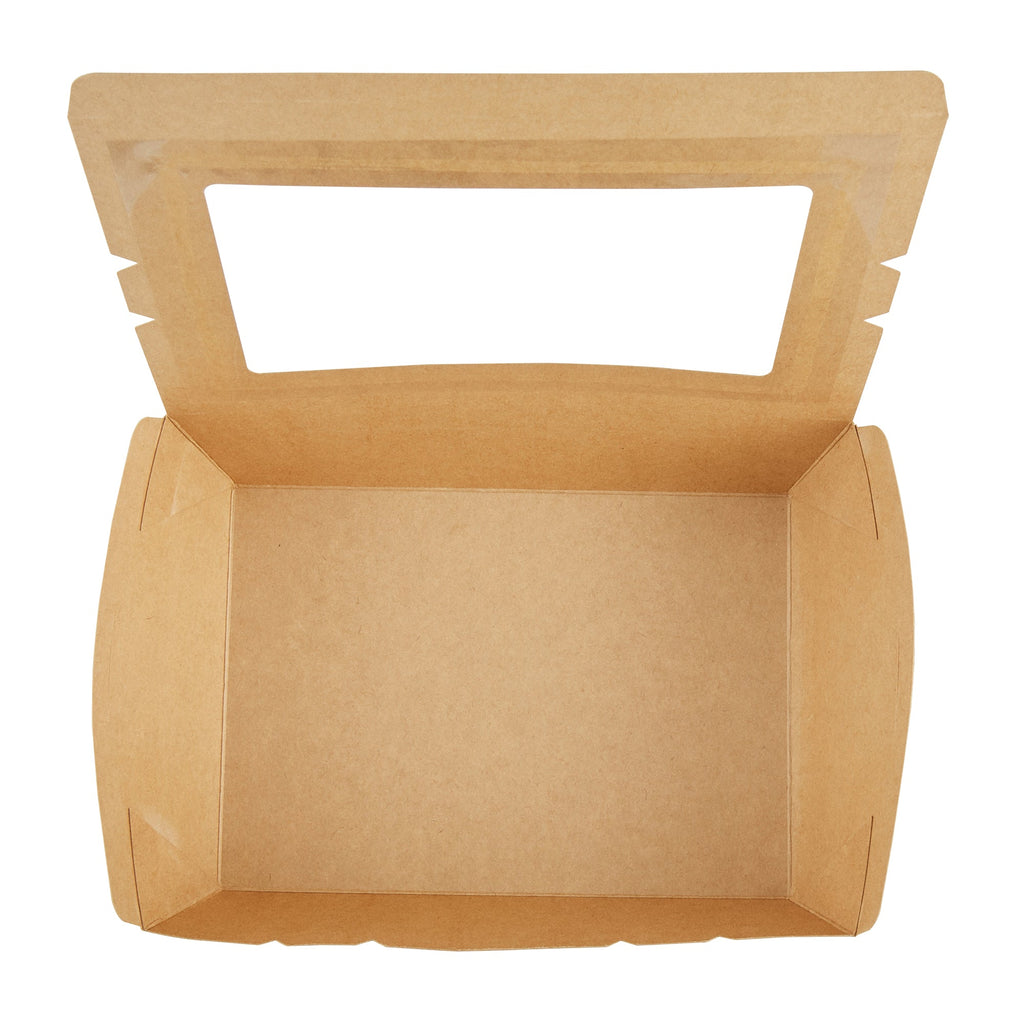 Cafe Vision 71 oz Kraft Paper Large Take Out Container - Hinge Lock - 8 3/4'' x 6 1/2'' x 2 1/2'' - 200 count box
