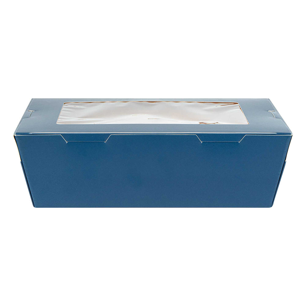 Cafe Vision 71 oz Midnight Blue Paper Large Take Out Container - Hinge Lock - 8 3/4" x 6 1/2" x 2 1/2" - 50 count box