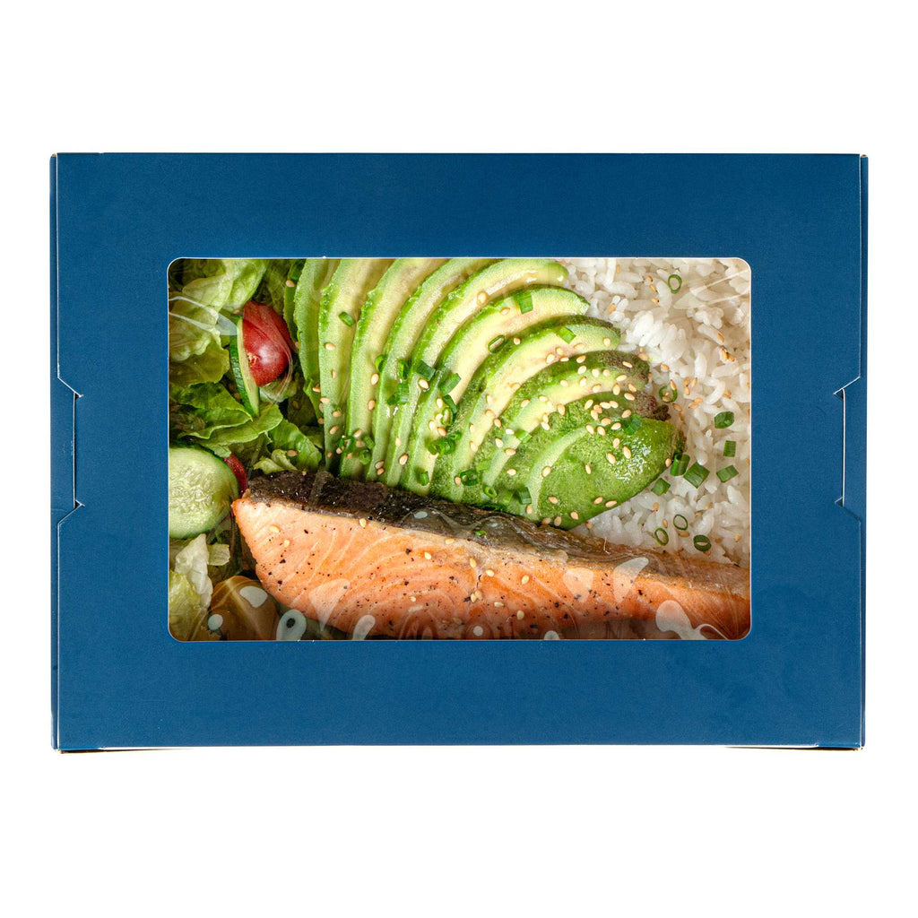 Cafe Vision 71 oz Midnight Blue Paper Large Take Out Container - Hinge Lock - 8 3/4" x 6 1/2" x 2 1/2" - 200 count box