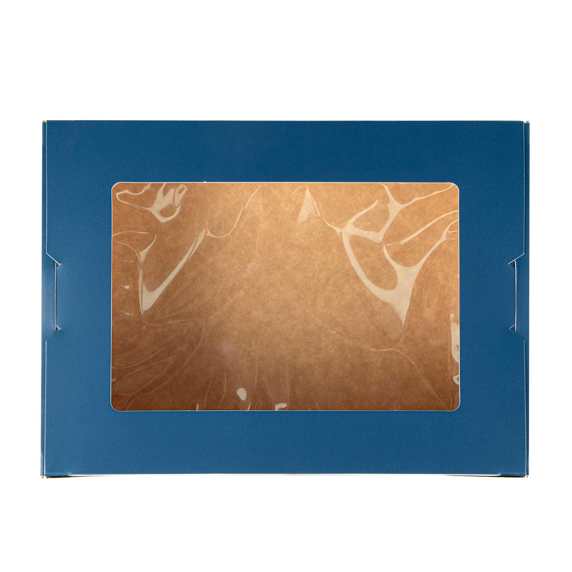 Cafe Vision 71 oz Midnight Blue Paper Large Take Out Container - Hinge Lock - 8 3/4" x 6 1/2" x 2 1/2" - 200 count box