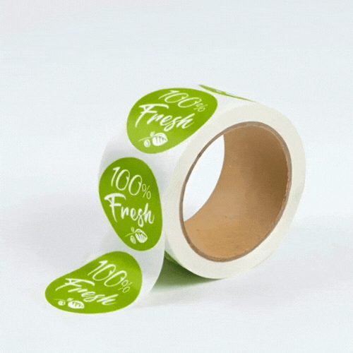 Label Tek Plastic Fresh Label - Green with White Font, Tamper-Evident - 2" x 2" - 500 count box
