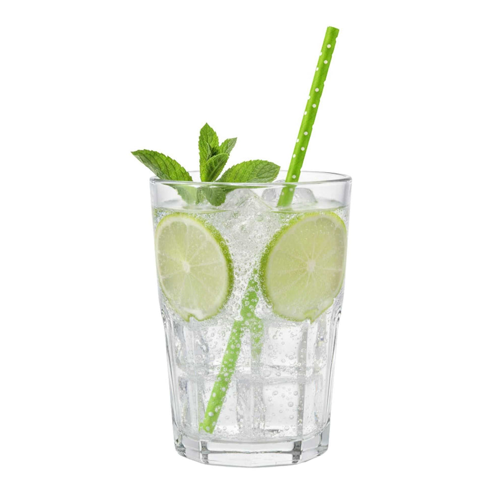 Bev Tek Lime Green Paper Straw - Polka Dots, Biodegradable, 6mm - 7 3/4" - 25 count box