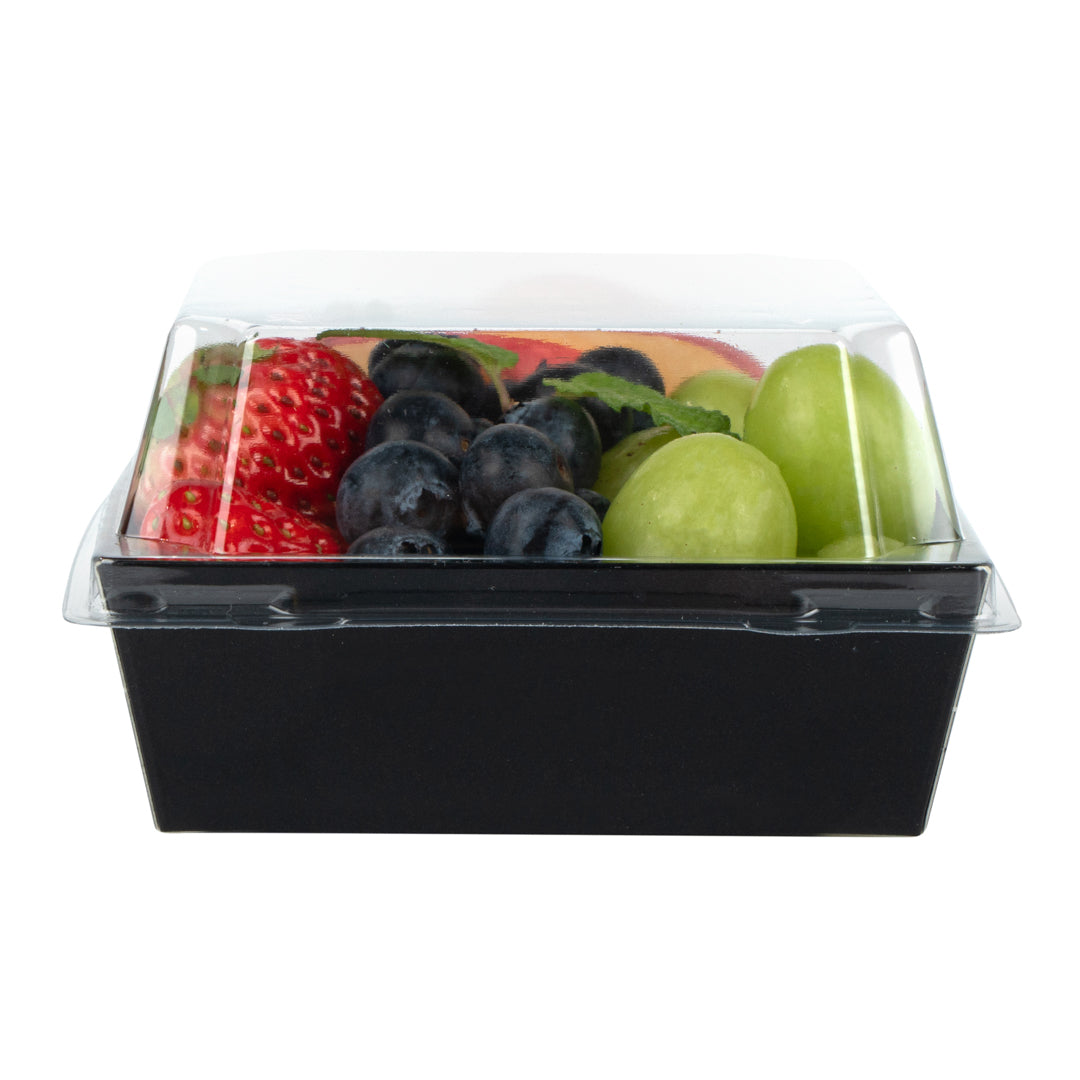 Matsuri Vision Black Paper Small Sushi Container - 3 3/4" x 3 3/4" x 1 1/2" - 100 count box
