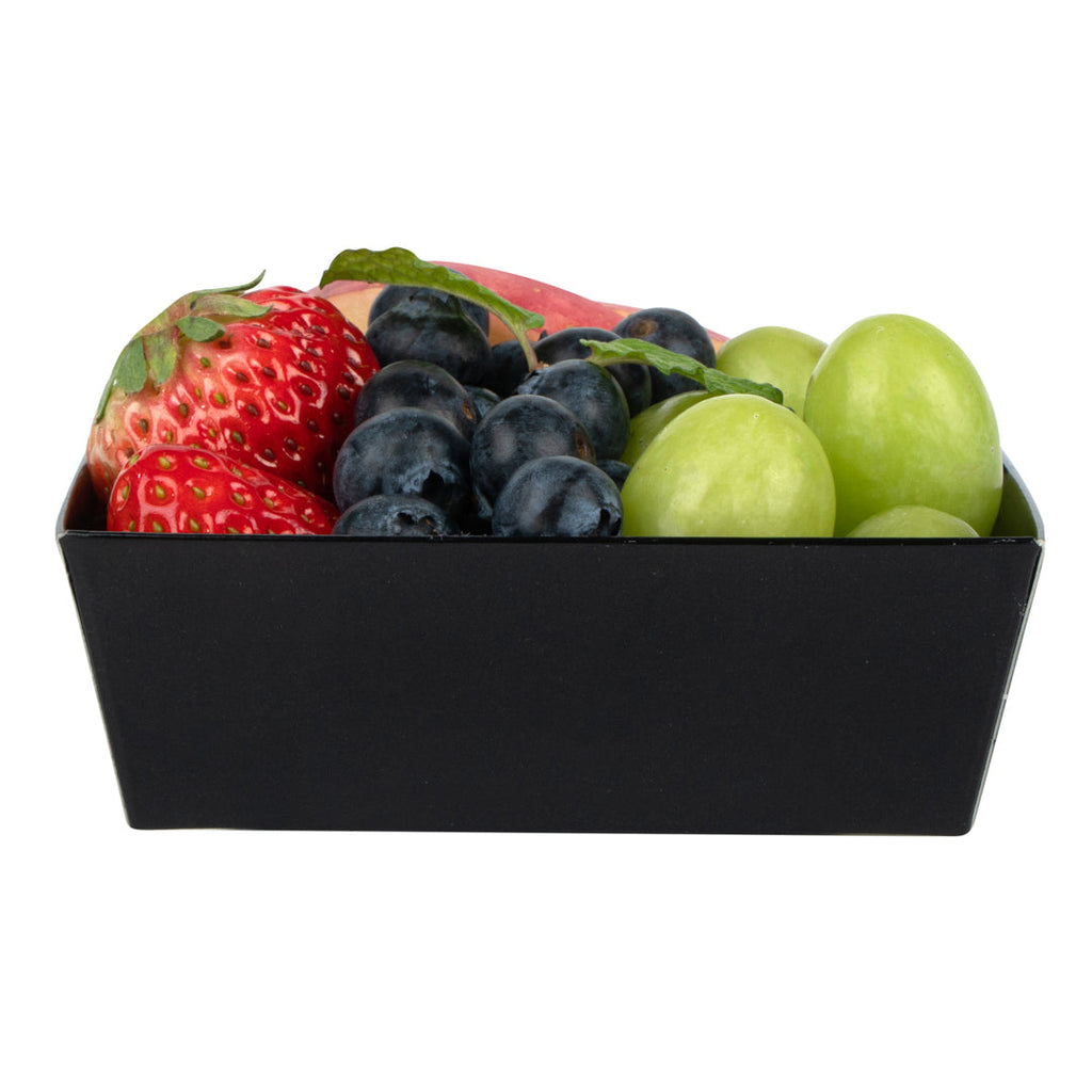 Matsuri Vision Black Paper Small Sushi Container - 3 3/4" x 3 3/4" x 1 1/2" - 100 count box