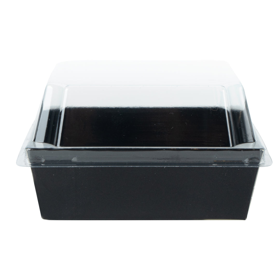Matsuri Vision Black Paper Small Sushi Container - 3 3/4" x 3 3/4" x 1 1/2" - 100 count box