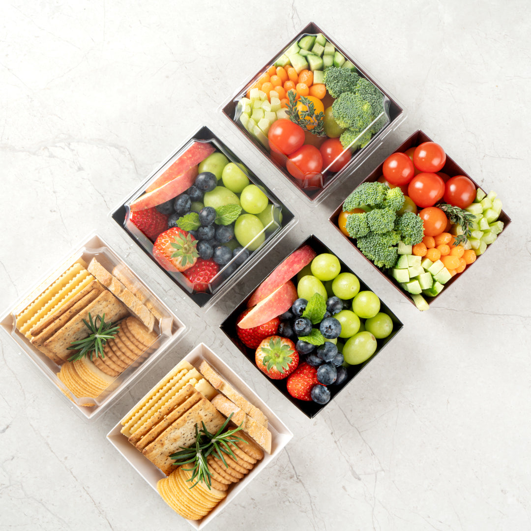 Matsuri Vision Black Paper Small Sushi Container - 3 3/4" x 3 3/4" x 1 1/2" - 100 count box