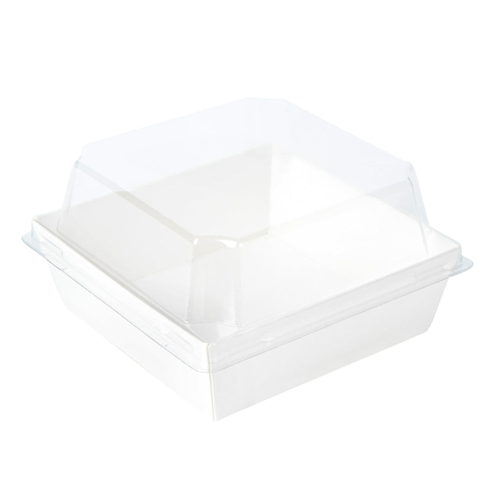 Matsuri Vision White Paper Small Sushi Container - 3 3/4" x 3 3/4" x 1 1/2" - 100 count box