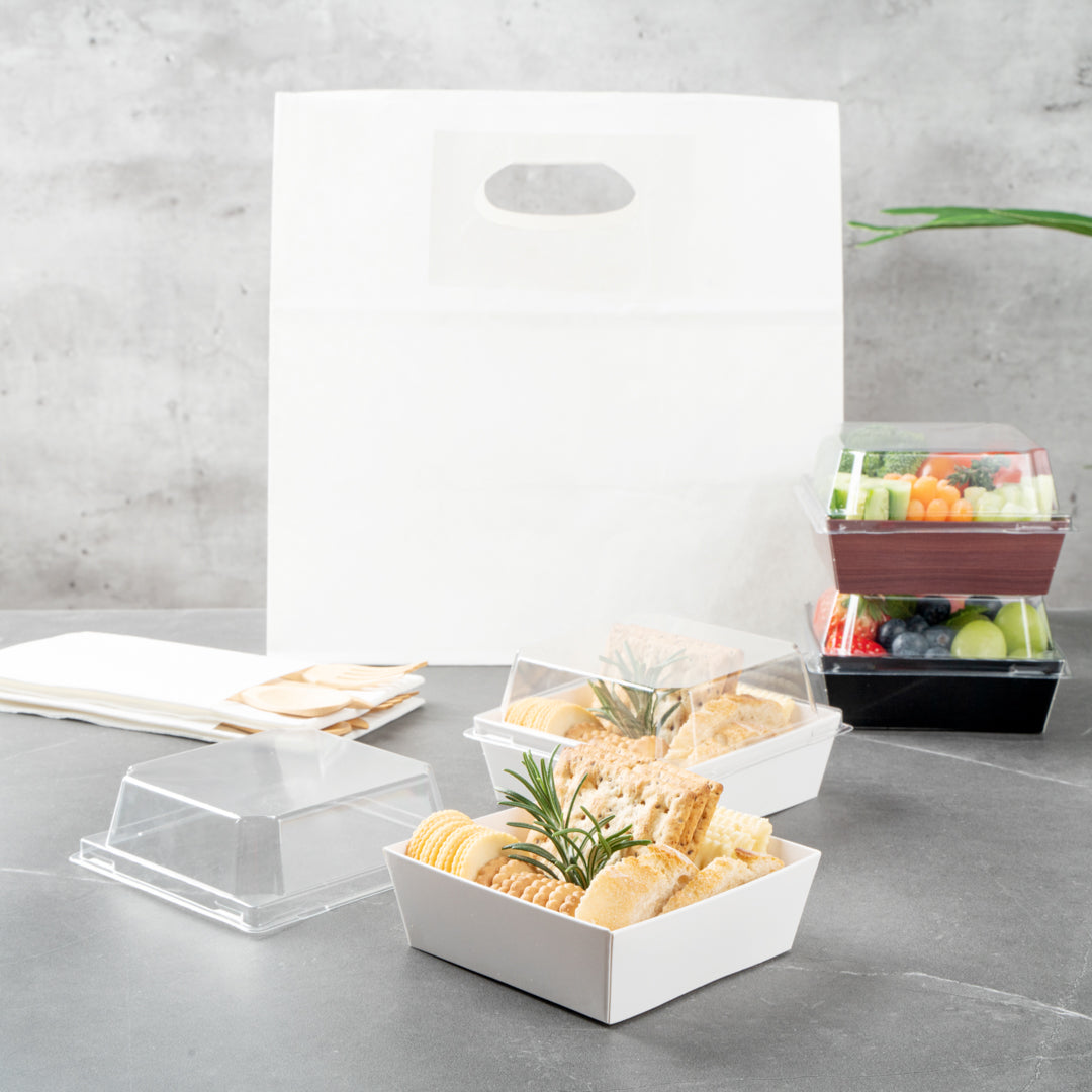 Matsuri Vision White Paper Small Sushi Container - 3 3/4" x 3 3/4" x 1 1/2" - 100 count box