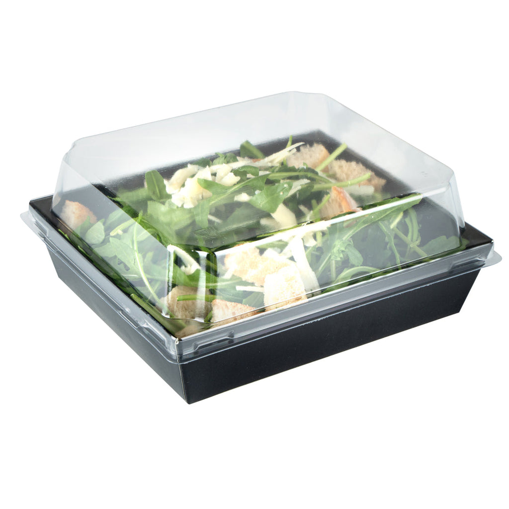 Matsuri Vision Black Paper Large Sushi Container - 5" x 4 1/2" x 1 1/2" - 100 count box