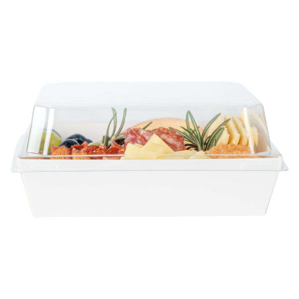 Matsuri Vision White Paper Large Sushi Container - 5" x 4 1/2" x 1 1/2" - 100 count box