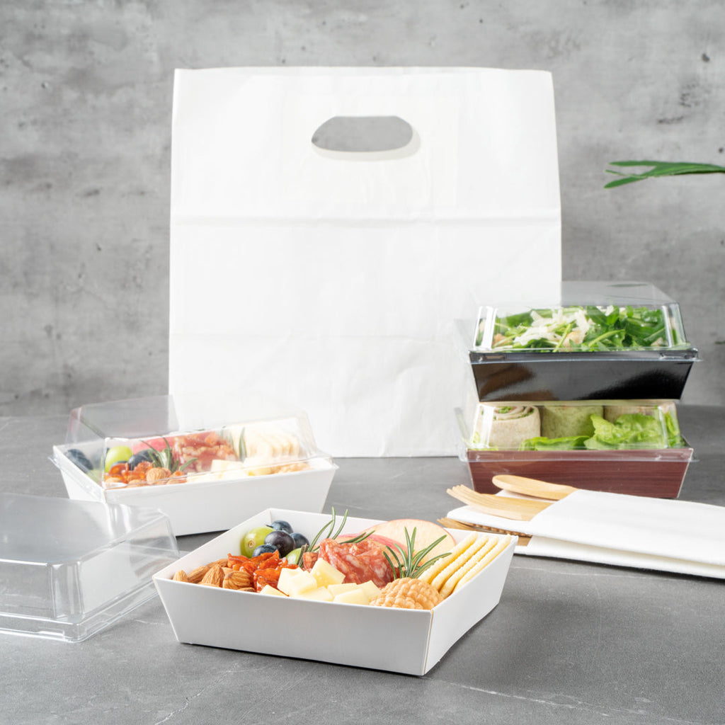 Matsuri Vision White Paper Large Sushi Container - 5" x 4 1/2" x 1 1/2" - 100 count box