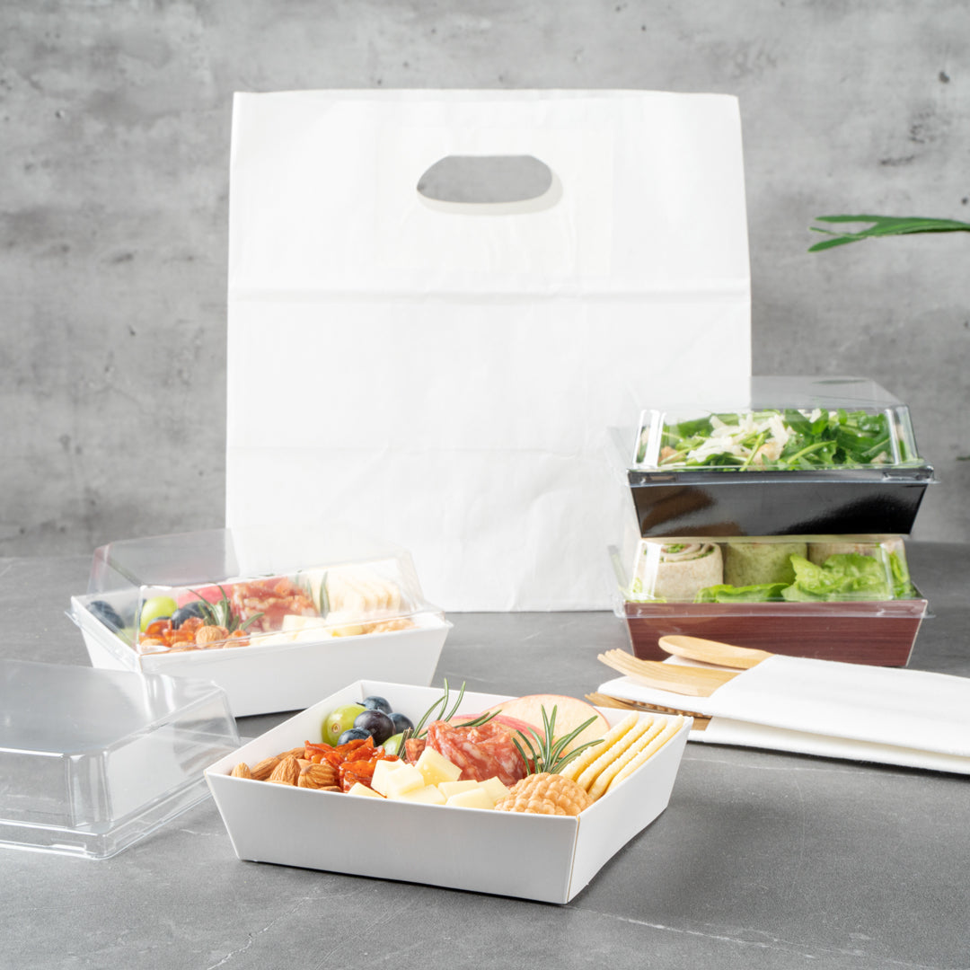 Matsuri Vision White Paper Large Sushi Container - 5" x 4 1/2" x 1 1/2" - 100 count box