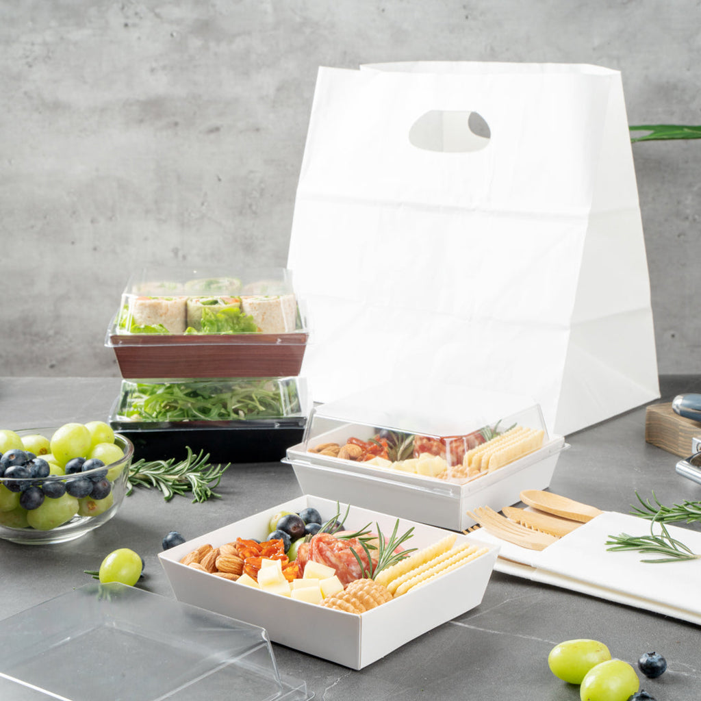Matsuri Vision White Paper Large Sushi Container - 5" x 4 1/2" x 1 1/2" - 100 count box