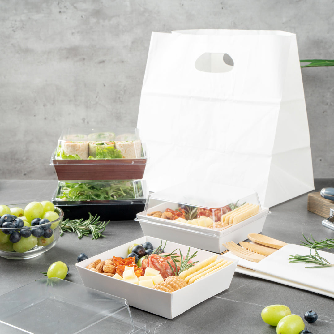 Matsuri Vision White Paper Large Sushi Container - 5" x 4 1/2" x 1 1/2" - 100 count box