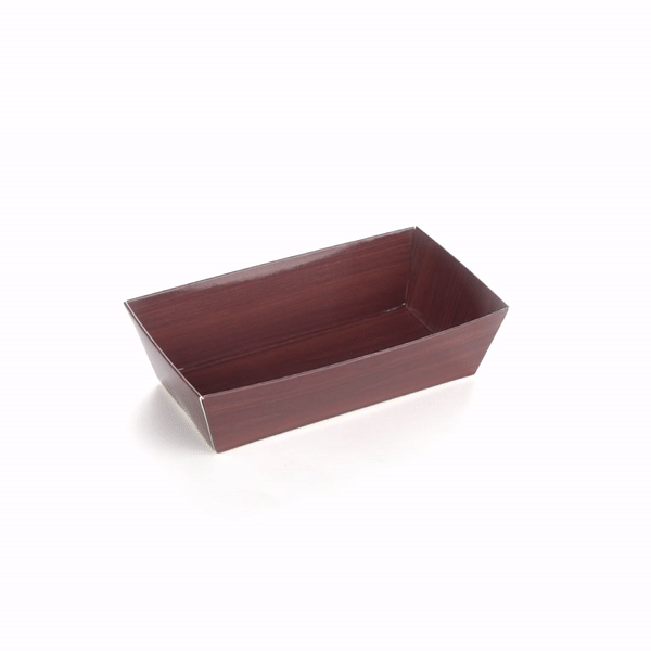 Matsuri Vision Wood Grain Paper Small Sushi Container - 4 3/4" x 2 1/2" x 1 1/2" - 100 count box