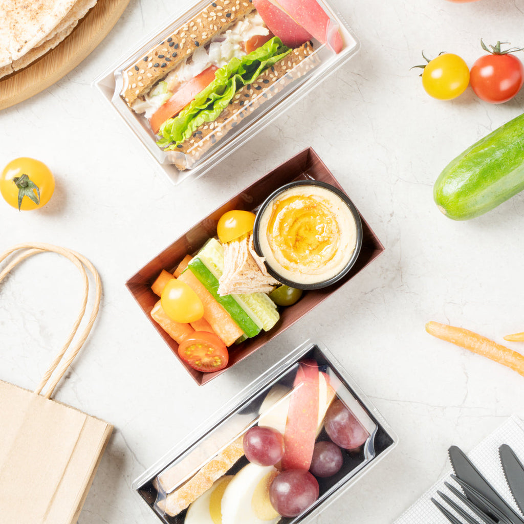 Matsuri Vision Wood Grain Paper Small Sushi Container - 4 3/4" x 2 1/2" x 1 1/2" - 100 count box
