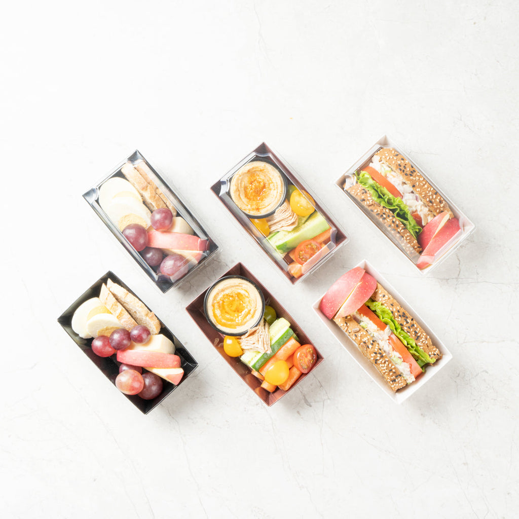 Matsuri Vision Wood Grain Paper Small Sushi Container - 4 3/4" x 2 1/2" x 1 1/2" - 100 count box