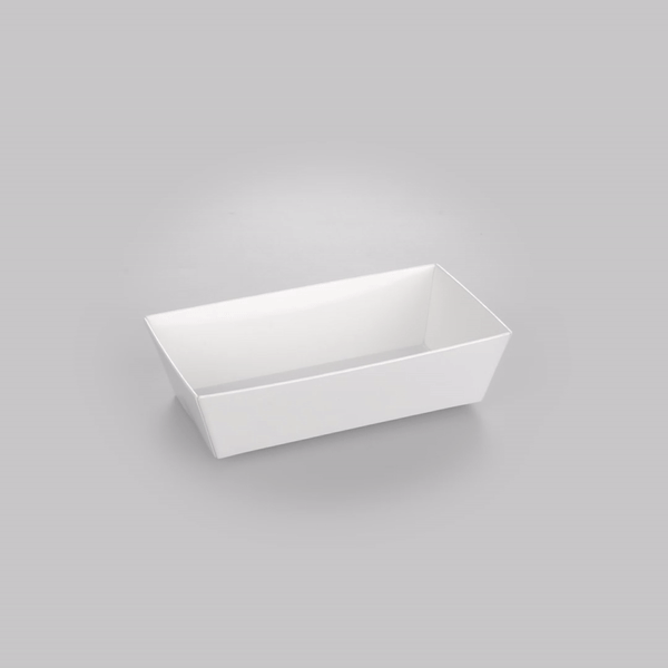 Matsuri Vision Rectangle White Paper Small Sushi Container - 4 3/4" x 2 1/2" x 1 1/2" - 100 count box