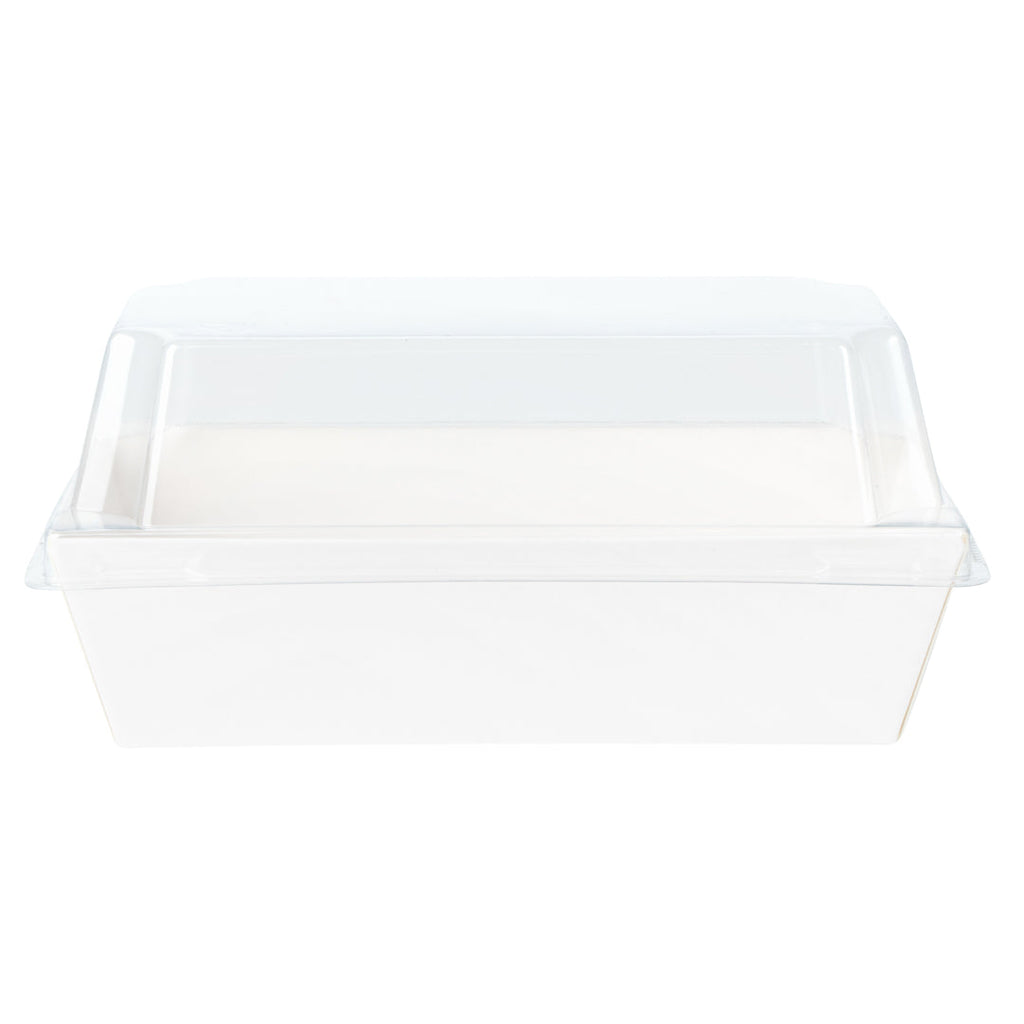 Matsuri Vision Rectangle White Paper Small Sushi Container - 4 3/4" x 2 1/2" x 1 1/2" - 100 count box
