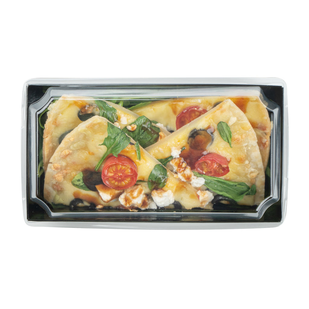 Matsuri Vision Rectangle Black Paper Medium Sushi Container - 5 1/2" x 2 3/4" x 1 1/2" - 100 count box