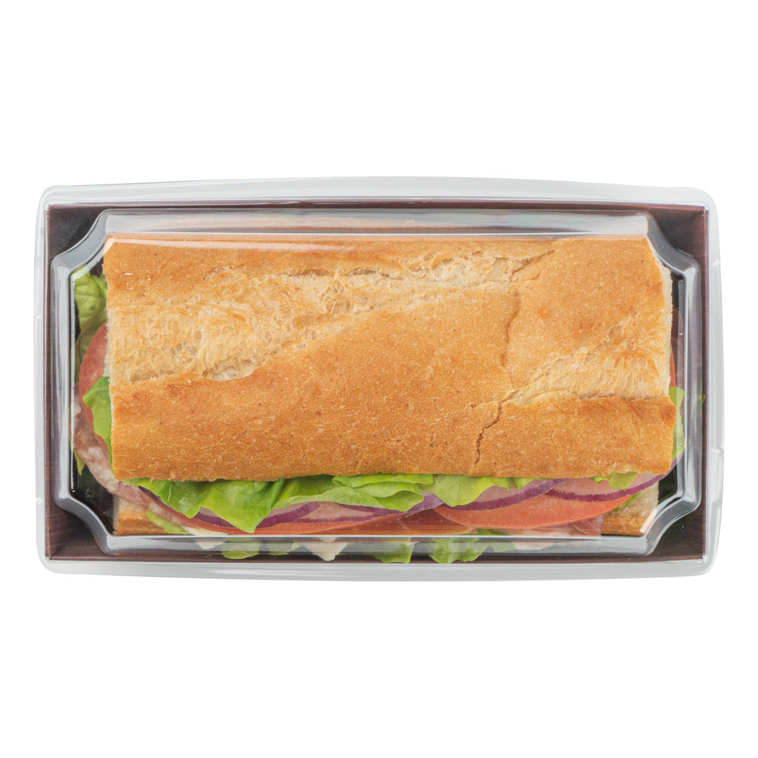 Matsuri Vision Wood Grain Paper Medium Sushi Container - 5 1/2" x 2 3/4" x 1 1/2" - 100 count box